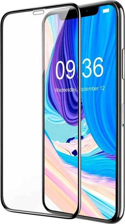 Qelq mbrojtës Breezy Premium Sapphire për iPhone 12 12 Pro, 0.33mm, 3D edge to edge, i zi