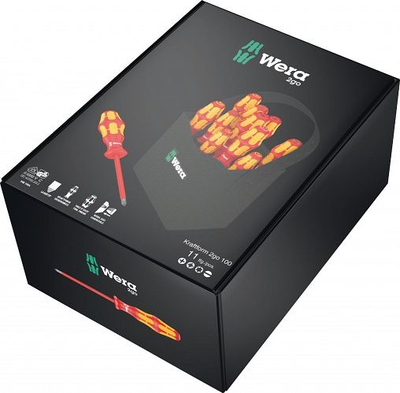 Set kaçavidash Wera Kraftform 2go 100, 11 copë, i izolum 1000V VDE, kufer i zi