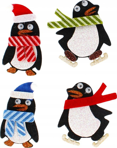 Stickers dekorativë me filtër Craft with Fun, pinguin, vetëngjitës, set 4 copë