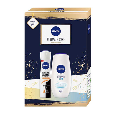 Set Nivea Ultimate Care, deodorant 150ml dhe xhel dushi 250ml
