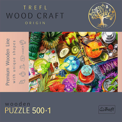 Puzzle druri Trefl Wood Craft Colorful Cocktails, 500+1 copa, shumëngjyrësh