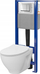 Set WC i fshehur Cersanit Savio CleanOn S701-828, kornizë SYSTEM 40, ulëse Slim soft close, buton krom i shkëlqyer