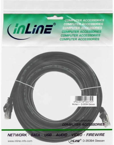 Kabëll rrjeti InLine Patchcord 72525S, SF/UTP Cat.5e, 25m, i zi