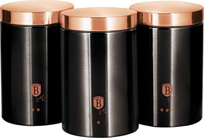 Set enësh për ruajtje Berlinger Haus Black Rose, 3 copë, metal, e zezë rozë metalike
