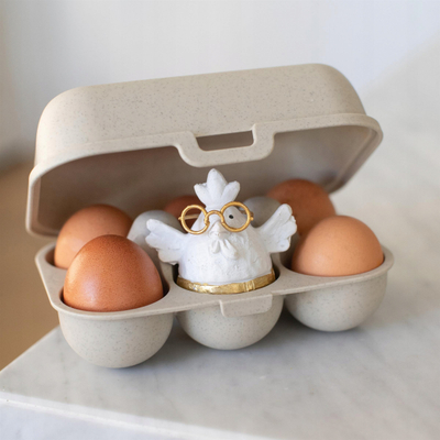 Kuti vezësh Koziol Eggs to Go, për 6 vezë, plastike e ricikluar, kafe natyrale