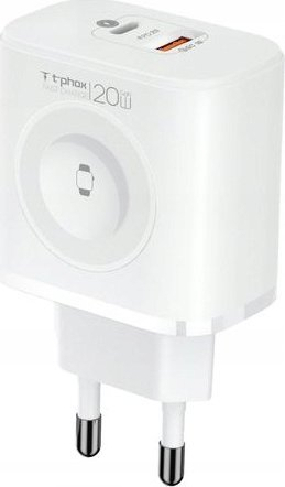Karikues 3 në 1 T-phox T-PP20 GaN, 20W, wireless për Apple Watch, i bardhë