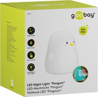 Dritë nate LED Wentronic Goobay Penguin, RGB, bateri rikarikueshme, e bardhë e zezë
