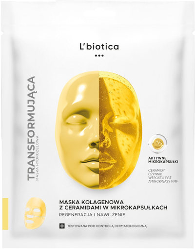 Maskë fytyre L’biotica Hydrogel Collagen, ceramide mikrokapsula, rigjeneruese dhe hidratuese