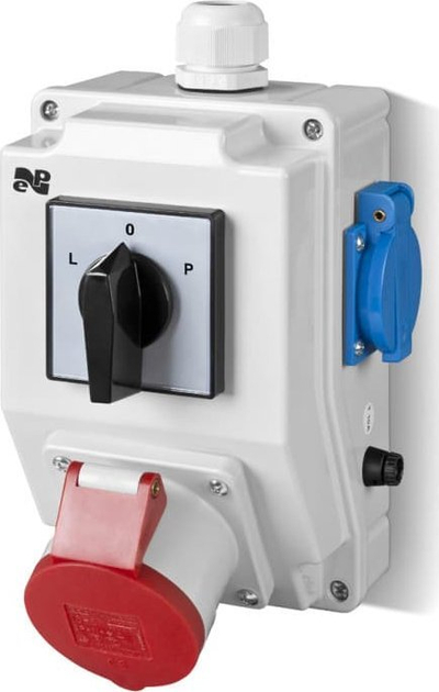 Panel shpërndarës eNext RS Z Power Set, çelës rrotullues L 0 P, prizë CEE 16A, gri