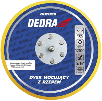 Disk montues DEDRA 08T820, 150 mm, sistem Velcro, i zi
