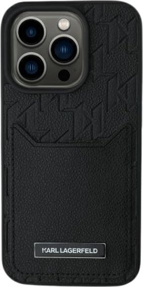 Këllëf telefoni Karl Lagerfeld KLHCP16SPGKHPRPK, për iPhone 16 6.1", me xhep kartash, i zi