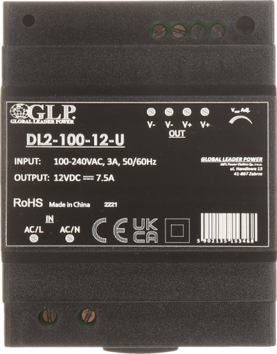 Furnizues energjie DIN Rail Zamel DL2-100-12-U, 12V DC 7.5A, 90W