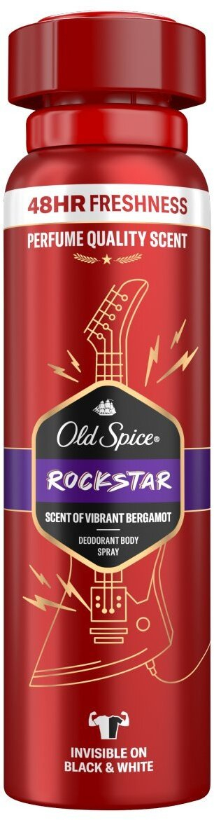 Deodorant sprej Old Spice RockStar, për burra, 150 ml, i kuq