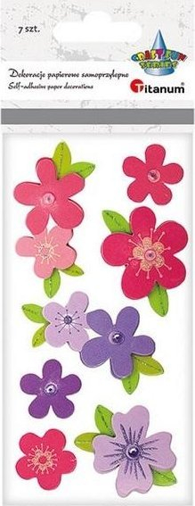 Dekorime vetëngjitëse Titanum Flowers, 3D, 7 copë, rozë vjollcë