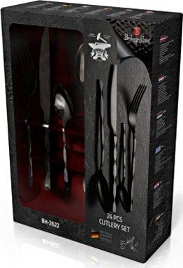 Set lugë pirunë Berlinger Haus BH-2622, 24 copë, çelik inox, e zezë me shkëlqim