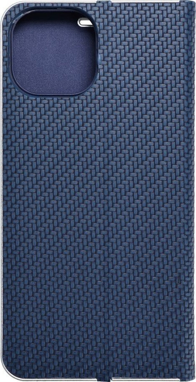 Futrollë libër Vennus Book Carbon për iPhone 15, me stand, blu