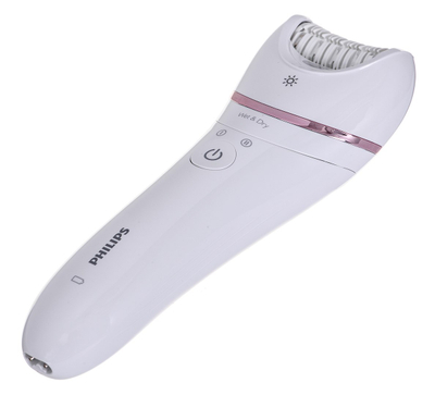 Epilator Philips Series 8000 BRE740/10, me tela qeramike, përdorim i thatë dhe i lagësht, i bardhë
