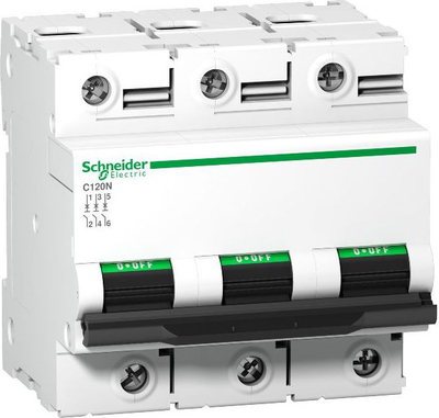 Ndërprerës i qarkut Schneider Electric, 3P, C, 100 A, 10 kA