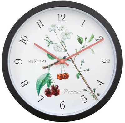 Orë muri Nextime Prunus 4314, e zezë/ e bardhë