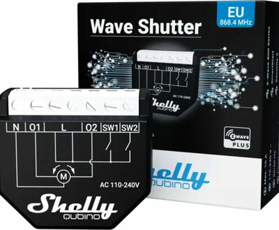 Modul roletash Shelly Qubino Wave Shutter, Z Wave, 2 kanale, i zi e bardhë