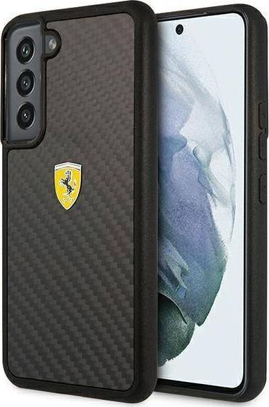 Mbrojtëse telefoni Ferrari FEHCS22MFCAK, për Galaxy S22+ S906, karbon i vërtetë, e zezë