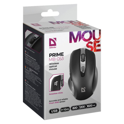 Безжичен глушец Defender Prime MB-053, оптички, 2.4 GHz, црн
