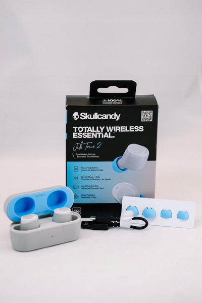 Kufje wireless in ear Skullcandy Jib True 2, Bluetooth, rezistente ndaj ujit, blu gri e çelët