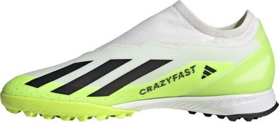 Këpucë futbolli Adidas X Crazyfast.3 LL TF ID9346, turf, pa lidhëse, të bardha me neone