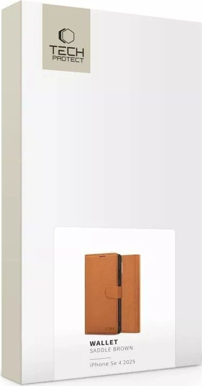Футрола-паричник Tech-Protect Wallet Case за iPhone 16e, еколошка кожа, со магнет, кафеава