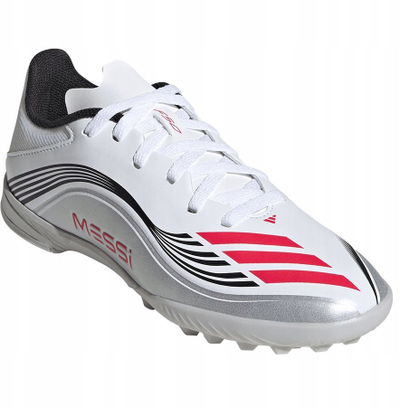 Atlete futbolli adidas F50 Messi League Jr JP7456, për bar sintetik, fëmijë, të bardha