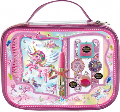 Set ditari Pulio Pecoware Unicorn, me gjonna shkrimi, çantë rozë