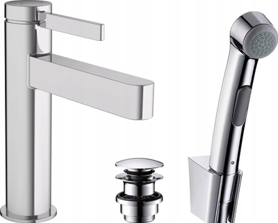 Rubinet lavamani Hansgrohe Finoris S, me dush bideje, krom