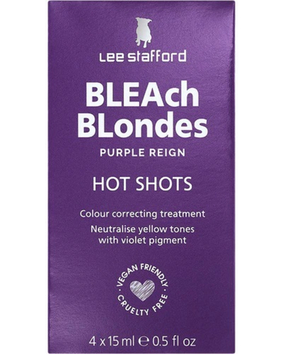 Trajtim për flokë bjonde Lee Stafford Bleach Blondes Purple Reign Hot Shots (Colour Correcting Treatment), 4 x 15 ml