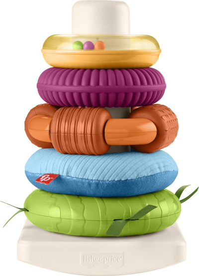 Lodër grumbulluese Fisher-Price Rock-a-Stack Roly-Poly, shqisore, shumëngjyrëshe
