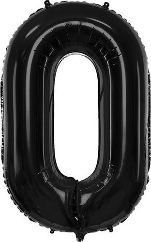 Balonë XXL me numrin 0, 86cm, folie metalike, e zezë