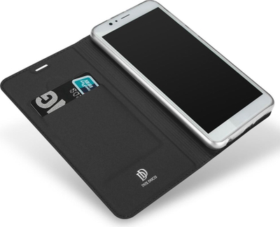 Këllëf portofol Dux Skin për Huawei Y3 2017, lëkurë ekologjike, me kapak magnetik, gri