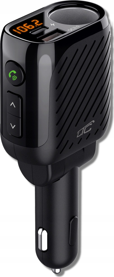 Transmetues FM për makinë LTC Bluetooth 5.3, QC3.0, PD 20W, i zi