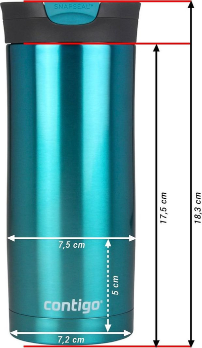 Термос за патување Contigo Huron, 470ml, SnapSeal, металик розова