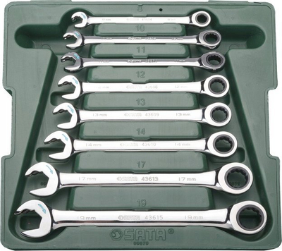 Set çelësash të hapur SATA ST09079SJ, 8 copë, në rrotull prej cope, metalik