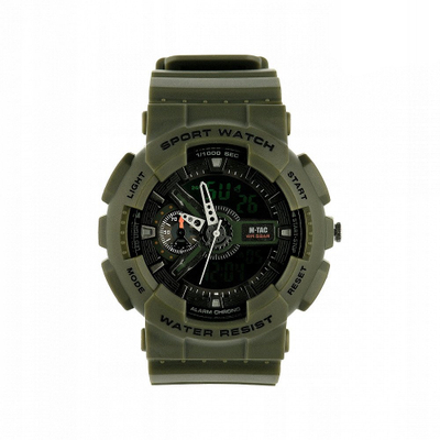 Orë sportive M-TAC Olive 50006001, mekanizëm analog, rrip silikoni, jeshile ulliri