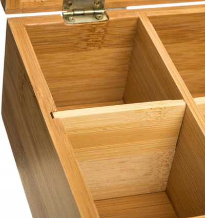 Kuti çaji 5Five Bamboo Divided Tea Box, 6 ndarje, bambu, kafe