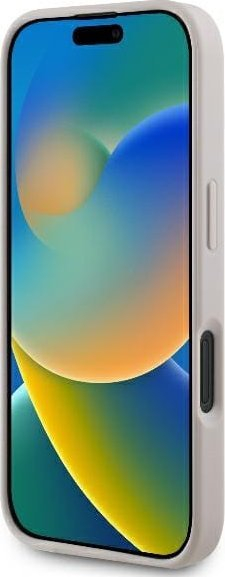Mbrojtëse telefoni Guess 4G Classic Rowe për iPhone 16 Plus 6.7", eco-leather, bezhë