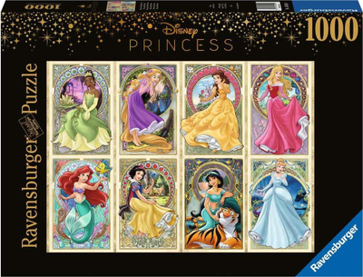 Puzzle Disney Art Nouveau Princesses, 1000 pjesë, shumëngjyrësh