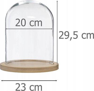 Kupë dekorative me xham Atmosphera, bazë druri natyral, 23cm