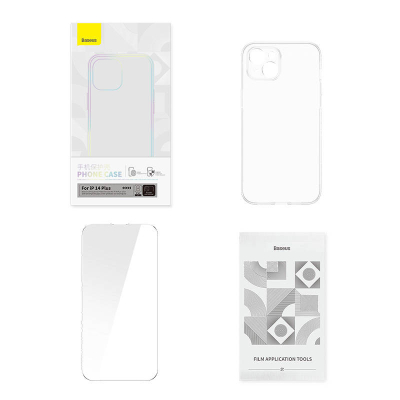 Set mbrojtës Baseus Corning për iPhone 14 Plus, kapak transparent, xham i temperuar