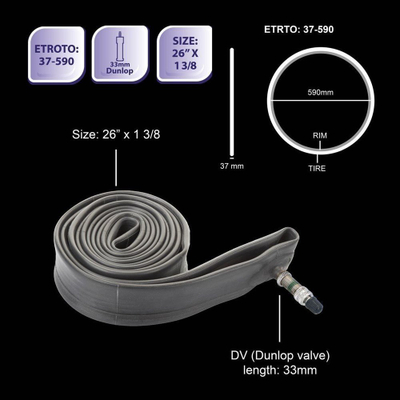 Kamerë e brendshme biçiklete BikeTube 26\", 1 3/8, valvul Dunlop DV 33mm, e zezë