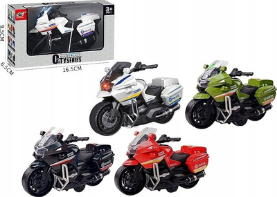 Motoçikletë lodër policie Nicola Toys City Series, plastike, 16.5cm, e bardhë