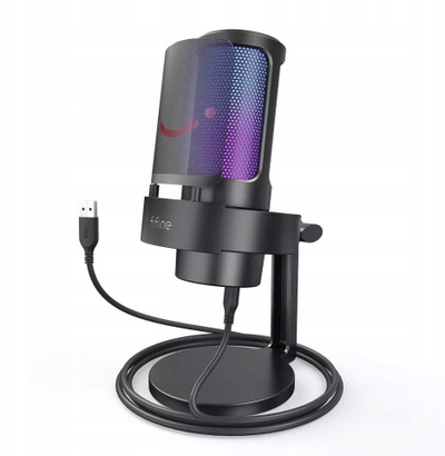 Кондензаторски микрофон Фифајн A8, USB, RGB, црн