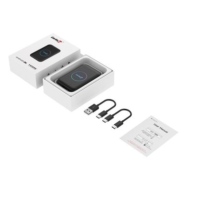 Adapter CarlinKit Lite Android TV Box 3 në 1, Wireless Android Auto dhe CarPlay, mbështet Netflix IPTV, i zi