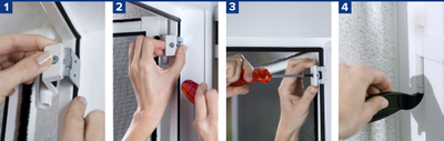 Set adapterësh tesa Fly Screen Comfort 55193, për korniza alumini, pa shpime, i bardhë